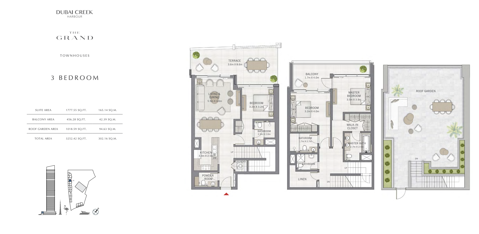 The Grand three-bedroom waterfront townhouse floor plan